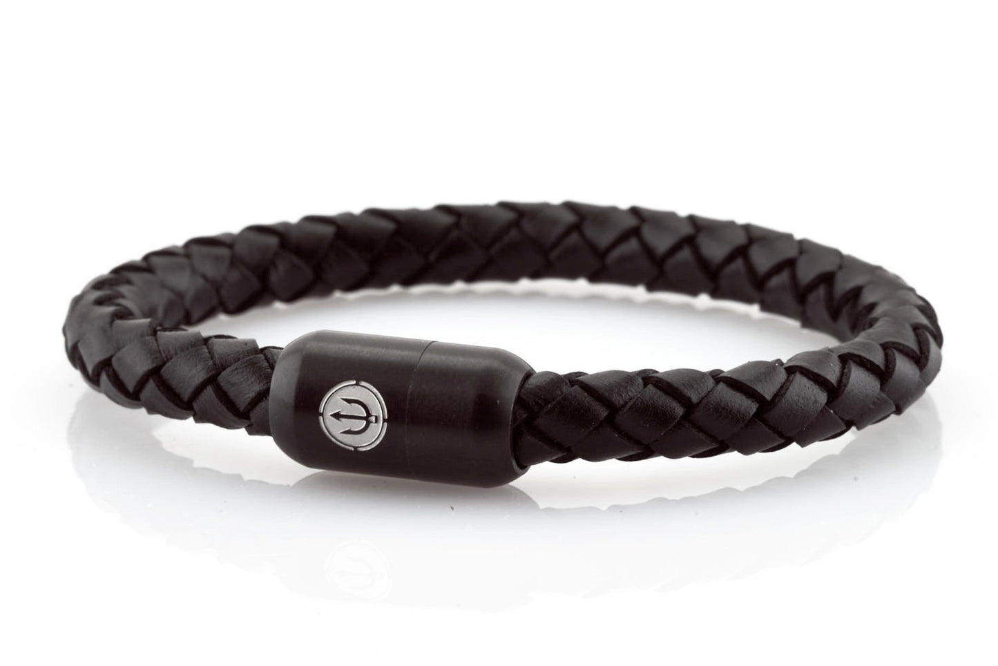 bracelet-man-Bootsmann-8-Neptn-Leder-TRIDENT-Schwarz-Schwarz