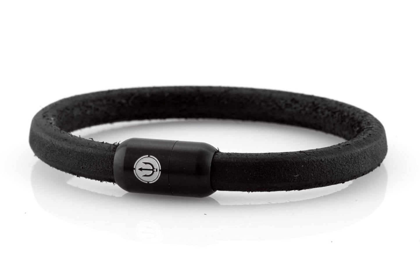 bracelet-man-Bootsmann-8-Neptn-Leder-TRIDENT-Schwarz-Schwarz