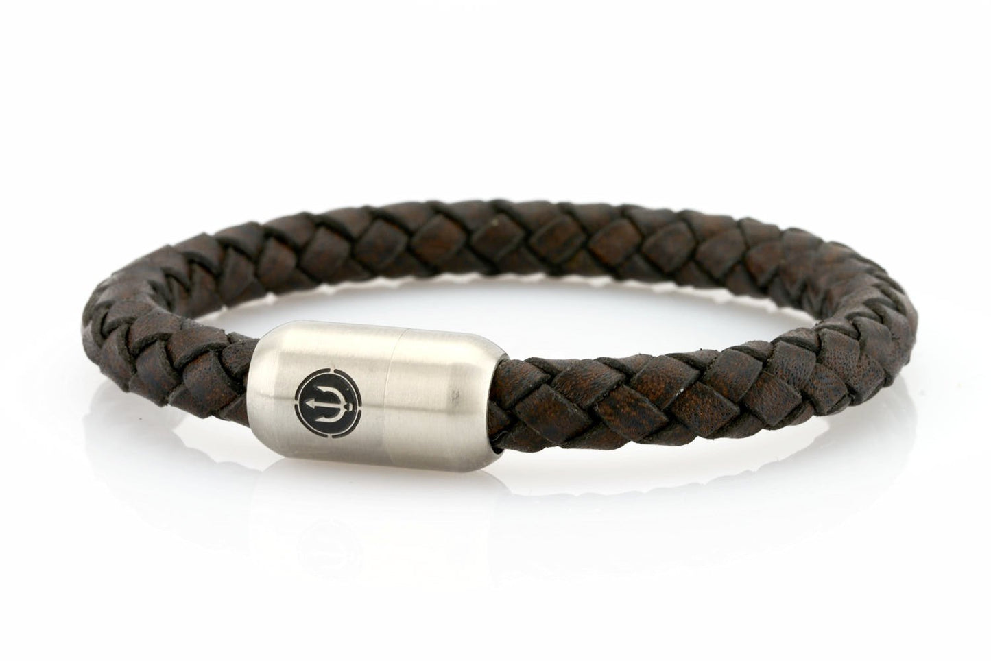 bracelet-man-Bootsmann-8-Neptn-Leder-TRIDENT-STAHL-brown