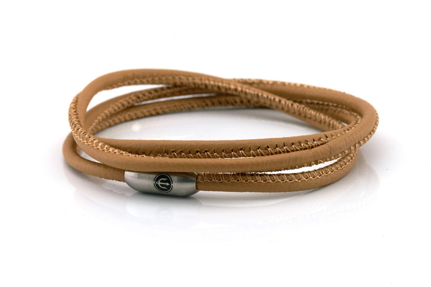 Neptn Bracelet AURORA Trident Stahl triple 3 Cappucino-Nappa