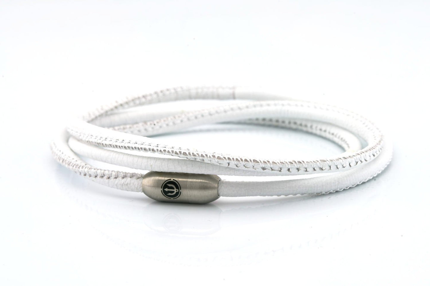 Neptn Bracelet AURORA Trident Stahl triple 3 Weiss-Nappa