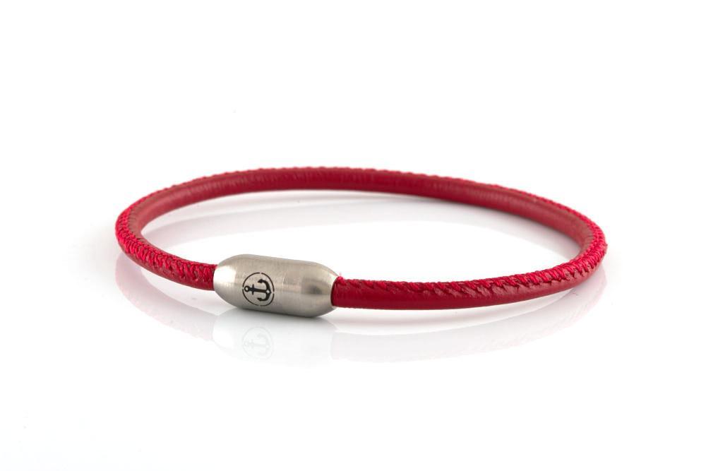 NEPTN Bracelet AURORA Anker Stahl single 3 Red-Nappa