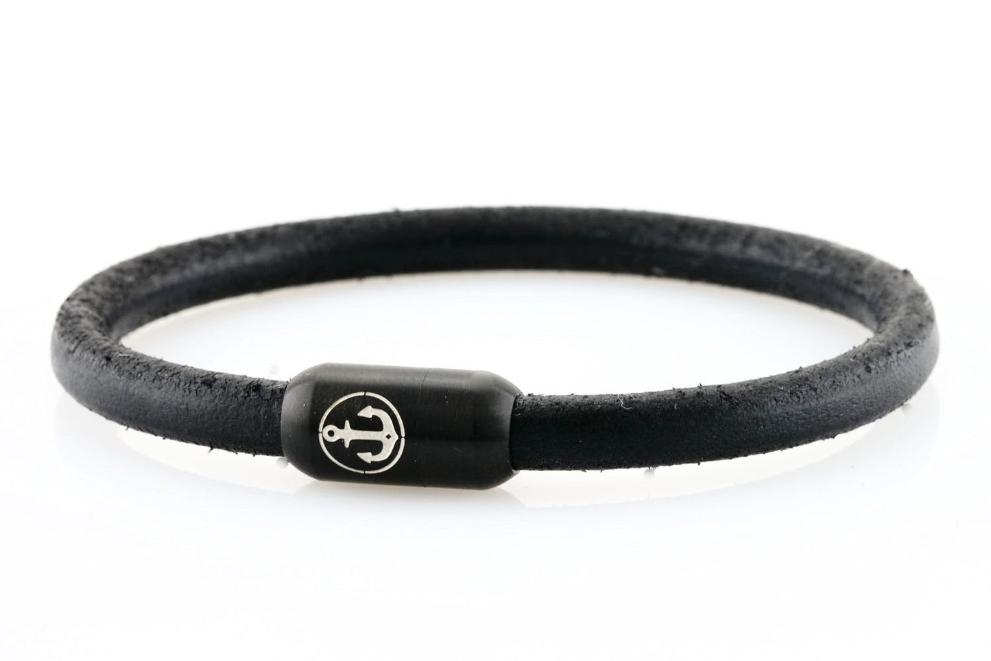 bracelet-man-Bootsmann-6-Neptn-Leder-Anker-Schwarz-Schwarz-core