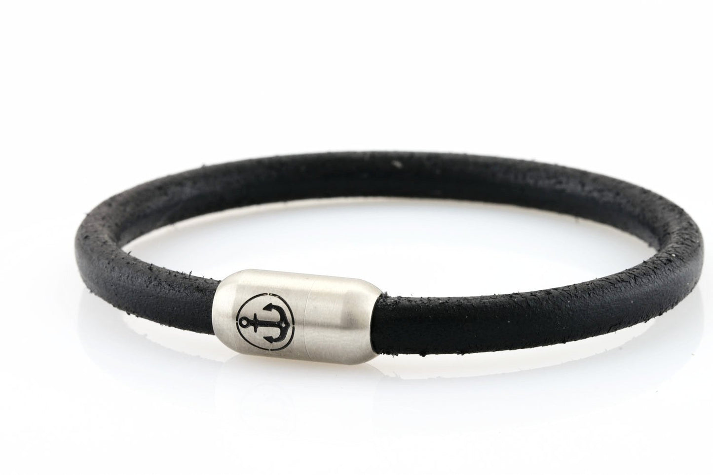 bracelet-man-Bootsmann-6-Neptn-Leder-Anker-Stahl-Schwarz