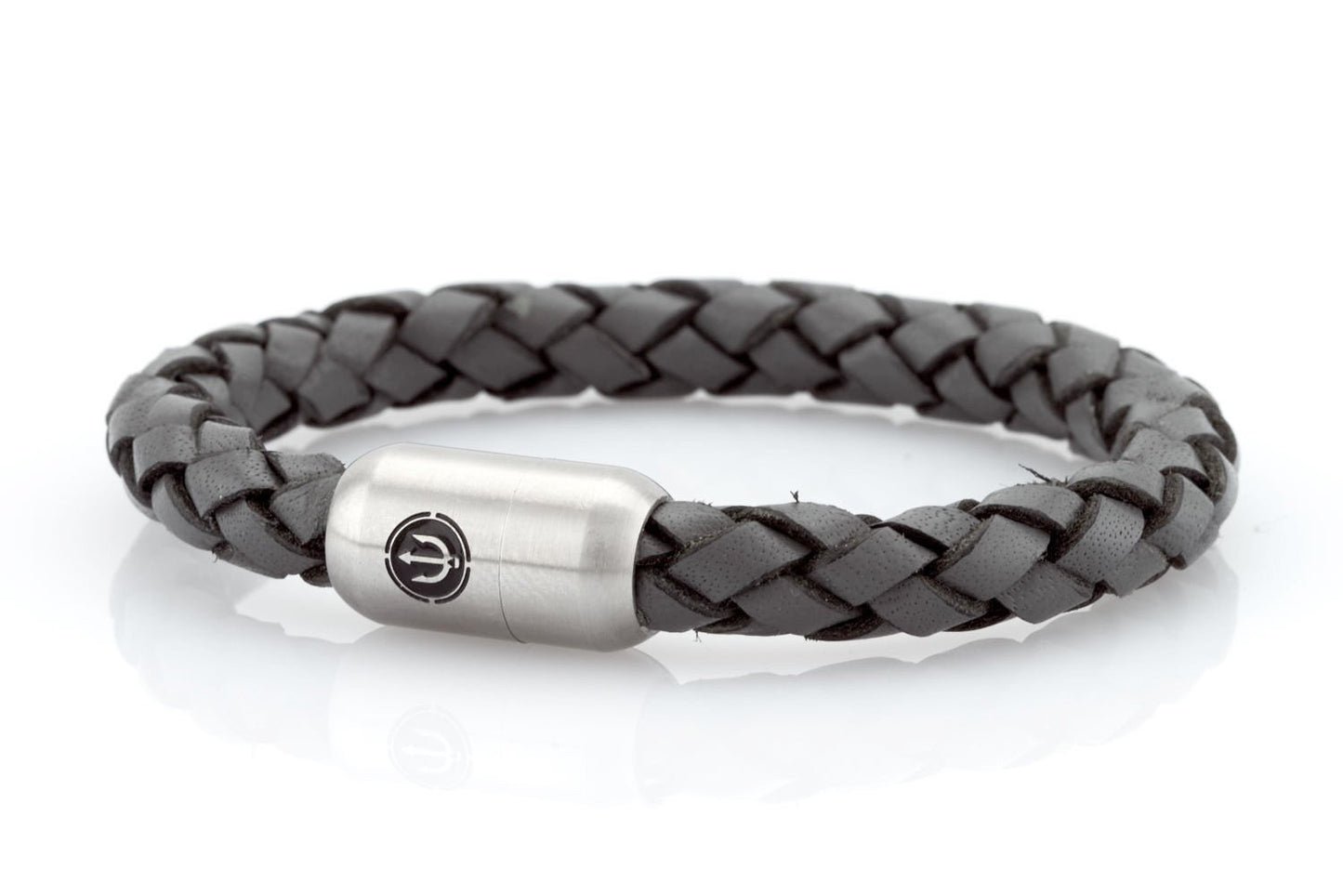 bracelet-man-Bootsmann-8-Neptn-Leder-TRIDENT-STAHL-grey