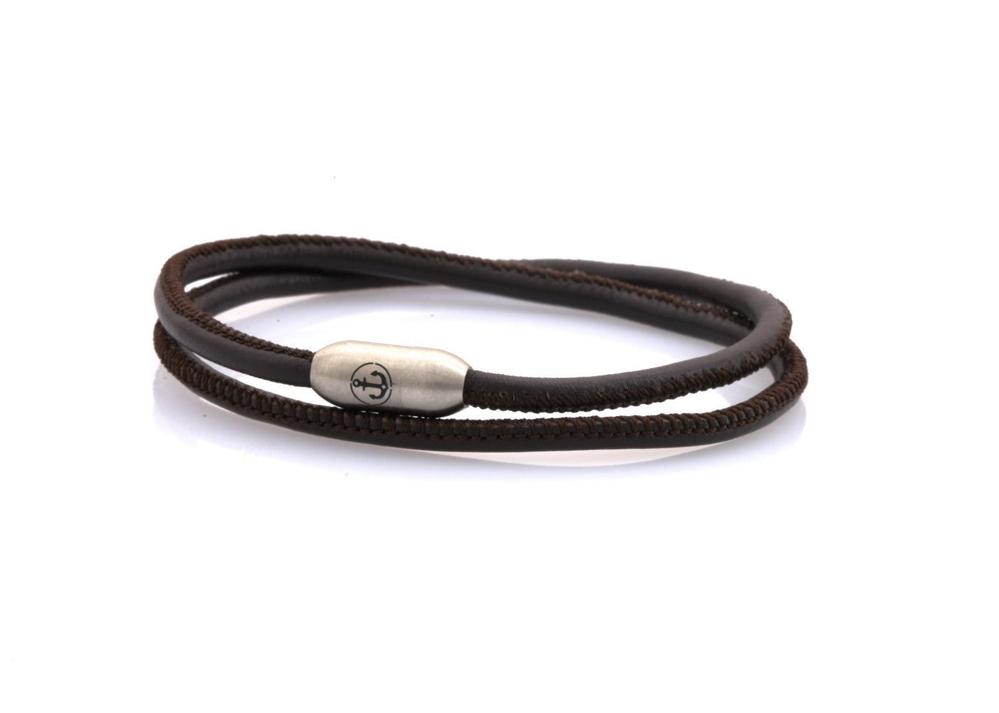 AURORA Anker Stahl double 3 NEPTN BRACELET Braun-Nappa