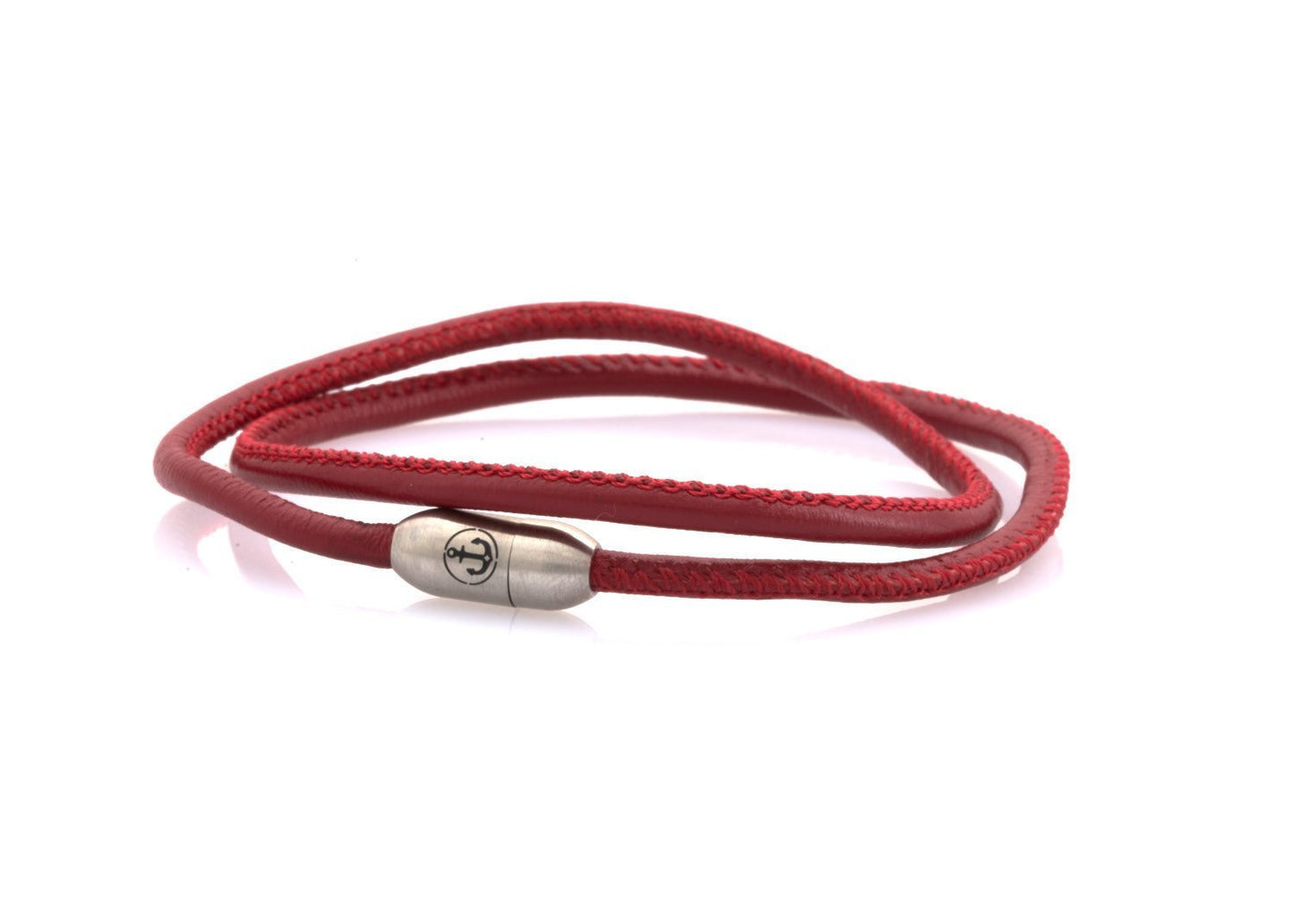 AURORA Anker Stahl double 3 NEPTN BRACELET Red-Nappa