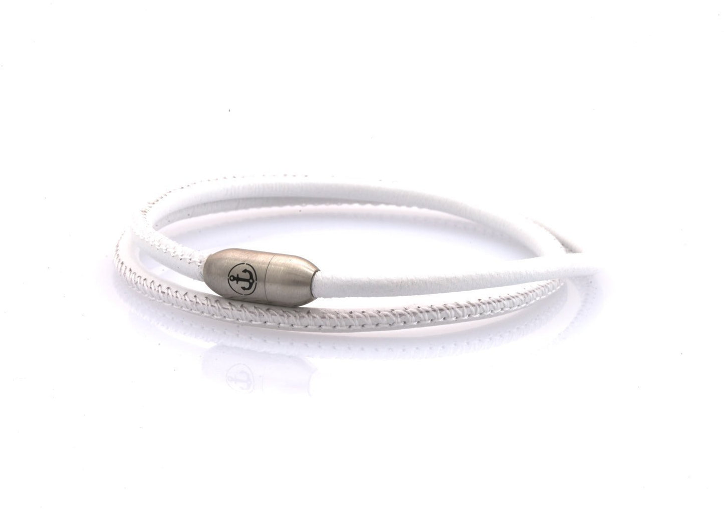 AURORA Anker Stahl double 3 NEPTN BRACELET Weiss-Nappa