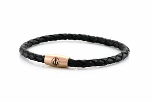 neptn women bracelet JUNO Anker Rosegold Single 4 schwarz leather