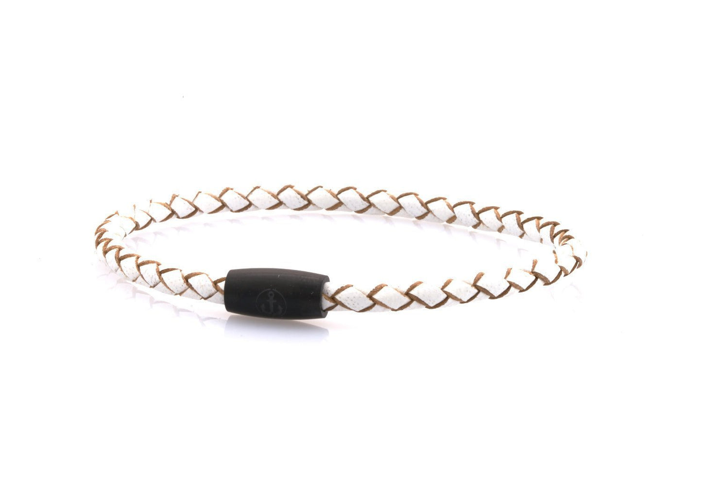neptn women bracelet JUNO Anker Schwarz Single 4  white leather