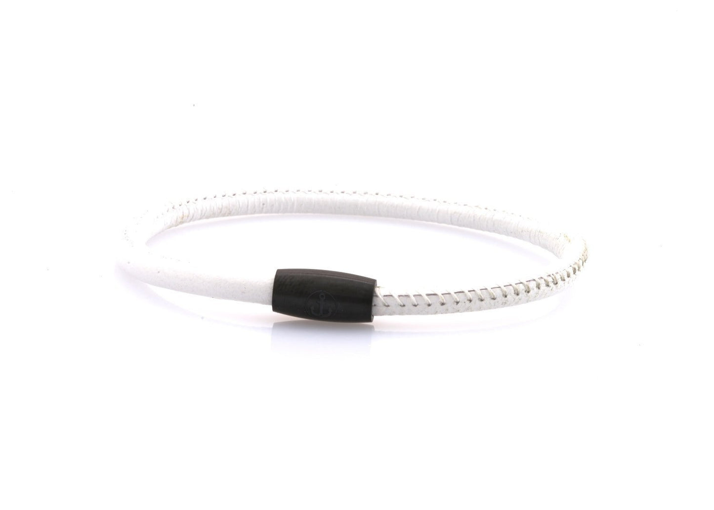 neptn women bracelet JUNO Anker Schwarz Single 4  white nappa leather