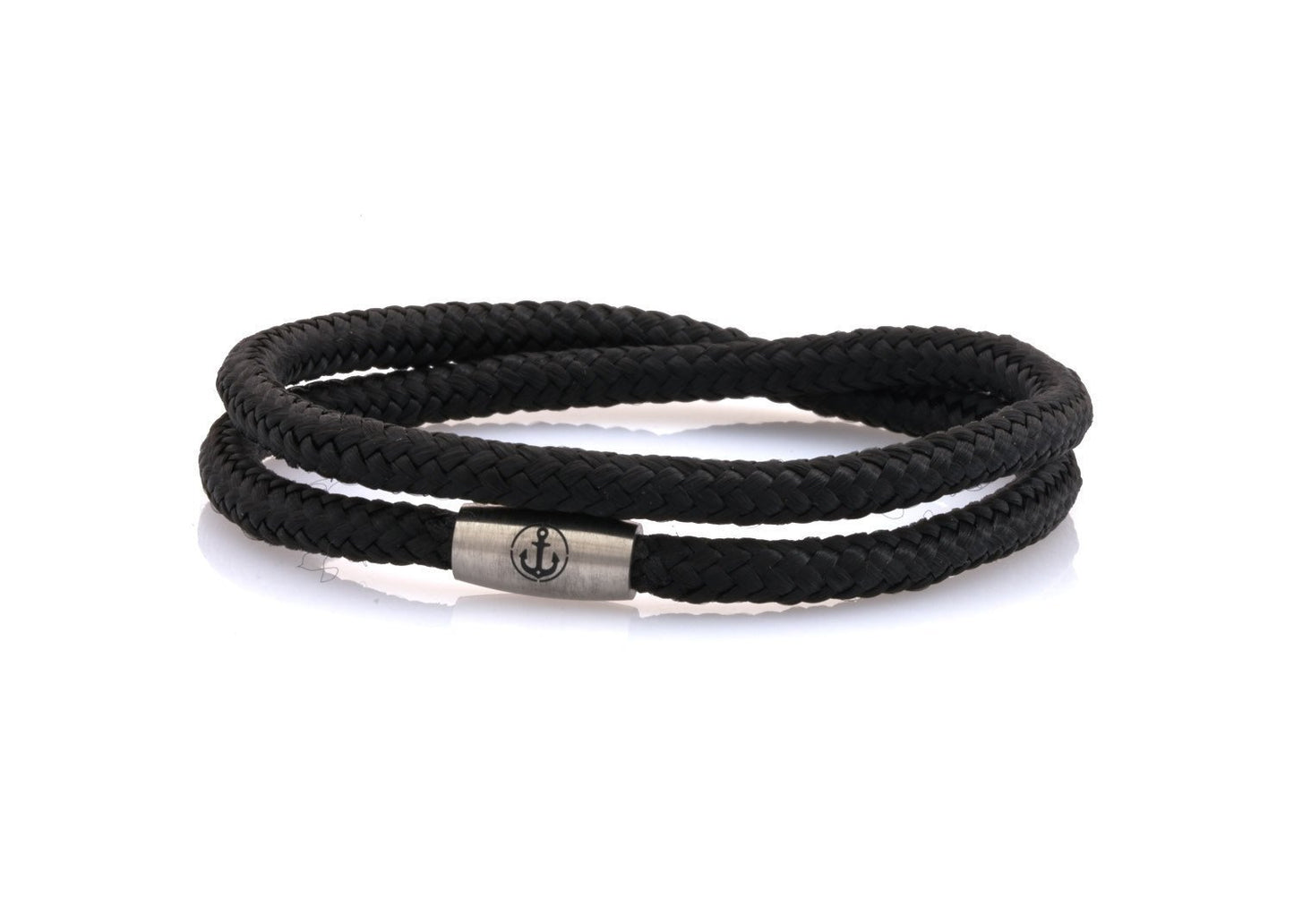 neptn women bracelet JUNO Anker Stahl double 4 schwarz rope