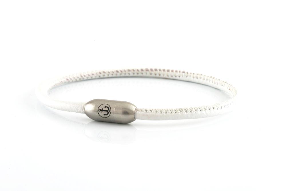 NEPTN Bracelet AURORA Anker Stahl single 3 Weiss-Nappa